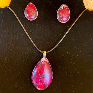 Teardrop Handmade Earrings/Necklace set